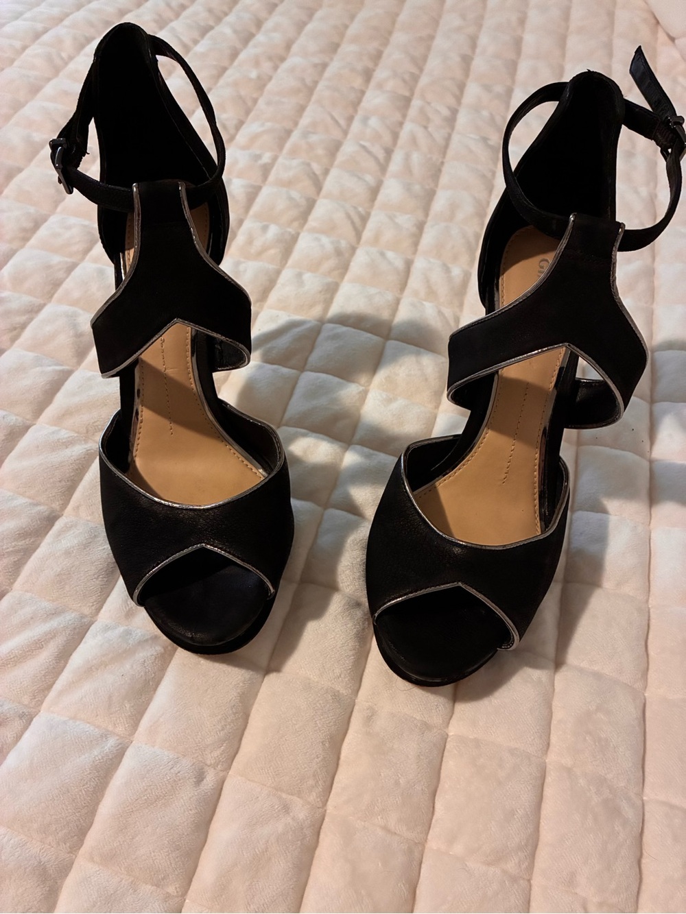 Gianni Bini Black Open-Toe Ankle Strap Heels